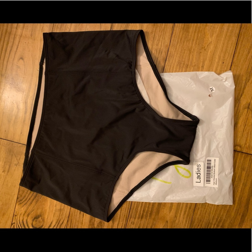 NIB Black high-waisted Kortni Jeane swim bottoms